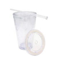 Wholesale eco IML custom logo print clear pp takeaway coffee cup disposable juice,water drinking cup plastic straw cup with lid